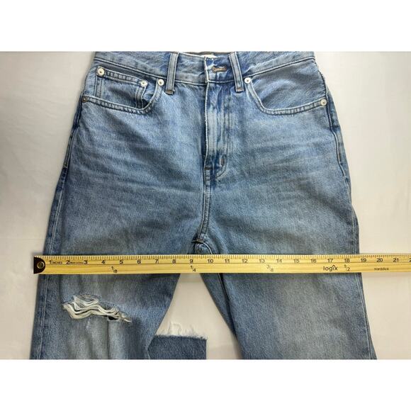 Madewell The 90s Straight Light Wash Jeans Distressed Hem Streetwear Size 24 NWT - Picture 9 of 13